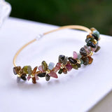 Amethysts Bracelet Layers Beaded Purple Crystal Flower Charm Bangle