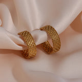 18K Plated Metal CC Large Hoop Earrings for Women