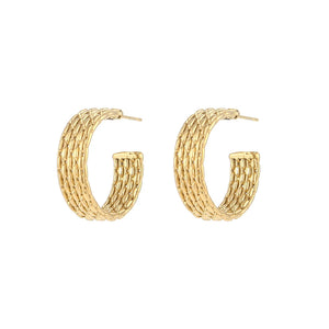 18K Plated Metal CC Large Hoop Earrings for Women