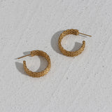 18K Plated Metal CC Large Hoop Earrings for Women