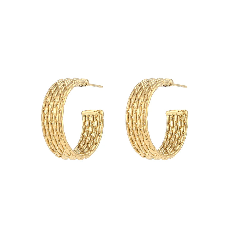 18K Plated Metal CC Large Hoop Earrings for Women