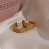 18K Plated Metal CC Large Hoop Earrings for Women