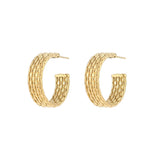 18K Plated Metal CC Large Hoop Earrings for Women