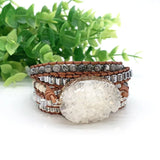 Woven Punk Bracelet Crystal Bracelet Natural Stone Bracelet Retro Beaded
