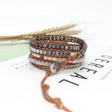 Woven Punk Bracelet Crystal Bracelet Natural Stone Bracelet Retro Beaded