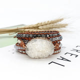 Woven Punk Bracelet Crystal Bracelet Natural Stone Bracelet Retro Beaded