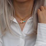Y2K Dragonfly Pendant Necklace Colorful Enamel Insect Jewelry