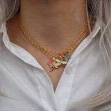 Y2K Dragonfly Pendant Necklace Colorful Enamel Insect Jewelry