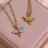 Y2K Dragonfly Pendant Necklace Colorful Enamel Insect Jewelry