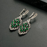 Vintage Crystal Earrings Antique 925 Silver Plated #E1821