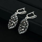 Vintage Crystal Earrings Antique 925 Silver Plated #E1821