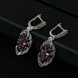 Vintage Crystal Earrings Antique 925 Silver Plated #E1821