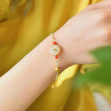 Year of the Ox Gilt Zircon Hetian Jade Ring Bracelet Silver Jewelry