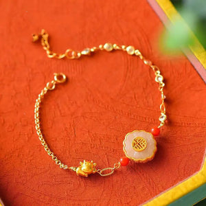 Year of the Ox Gilt Zircon Hetian Jade Ring Bracelet Silver Jewelry