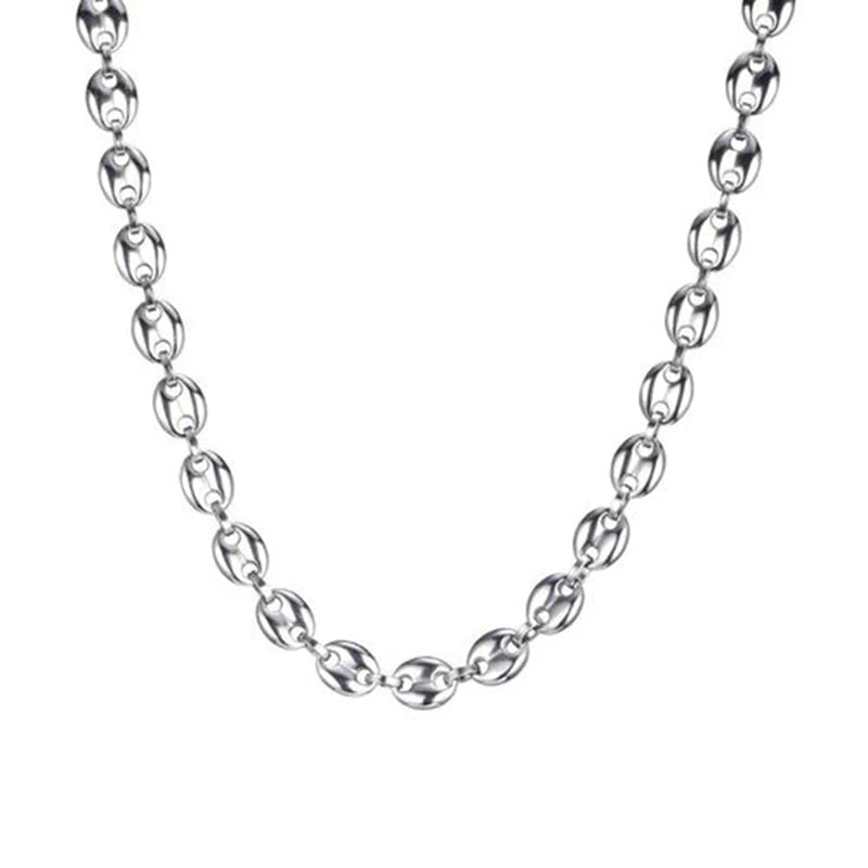 Coffee Bean Shape Melon Seed Chain Stainless Steel Necklace