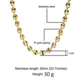Coffee Bean Shape Melon Seed Chain Stainless Steel Necklace
