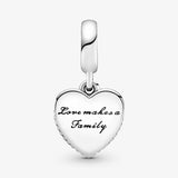 Pav? Mum Script Heart Dangle Charm, Silver 925, Women's Bead DIY Bracelet