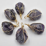 Amethyst Irregular Stone Pendants for Jewelry Making 6pcs/lot
