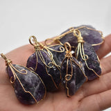 Amethyst Irregular Stone Pendants for Jewelry Making 6pcs/lot