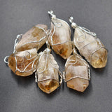 Yellow Crystal Quartz Irregular Pendants for Jewelry Making 6pcs/lot