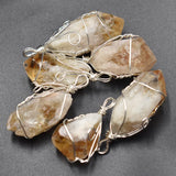 Yellow Crystal Quartz Irregular Pendants for Jewelry Making 6pcs/lot