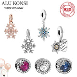 Snowflake Charm Bead 925 Sterling Silver DIY Jewelry Women Gift