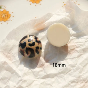 50pcs Leopard Pattern Print Resin Flatback Beads DIY Jewelry Earring Accessory