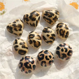 50pcs Leopard Pattern Print Resin Flatback Beads DIY Jewelry Earring Accessory