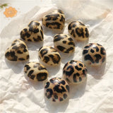 50pcs Leopard Pattern Print Resin Flatback Beads DIY Jewelry Earring Accessory