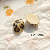 50pcs Leopard Pattern Print Resin Flatback Beads DIY Jewelry Earring Accessory