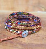 Colorful Stone Wrap Bracelet with Buddhist Charm