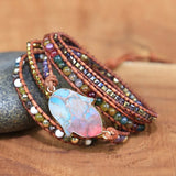 Colorful Stone Wrap Bracelet with Buddhist Charm