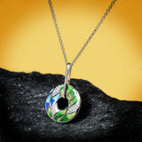 925 Silver Green Bamboo Leaves CZ Enamel Jewelry
