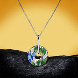 925 Silver Green Bamboo Leaves CZ Enamel Jewelry