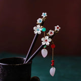 Wood Hair Sticks Bride Flowers Tiaras Hair Forks Tassel Hairpin Accessorie
