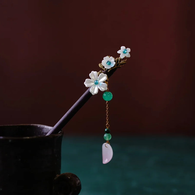 Wood Hair Sticks Bride Flowers Tiaras Hair Forks Tassel Hairpin Accessorie