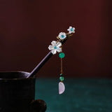 Wood Hair Sticks Bride Flowers Tiaras Hair Forks Tassel Hairpin Accessorie