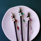 Wood Hair Sticks Bride Flowers Tiaras Hair Forks Tassel Hairpin Accessorie