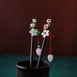 Wood Hair Sticks Bride Flowers Tiaras Hair Forks Tassel Hairpin Accessorie