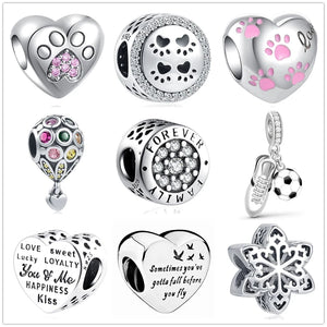 Paw Wine Balloon Charm Pendant Beads for 925 Silver Bracelet DIY Jewelry
