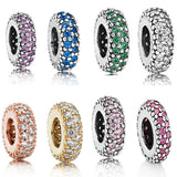 925 Silver Pink Zircon Spacer Beads for Charm Bracelets