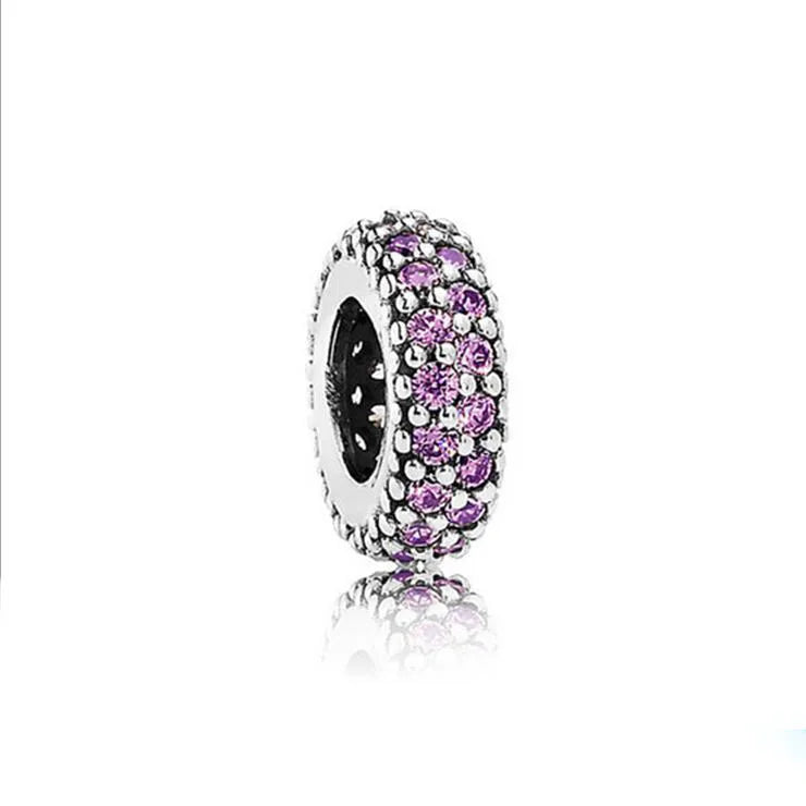 925 Silver Pink Zircon Spacer Beads for Charm Bracelets