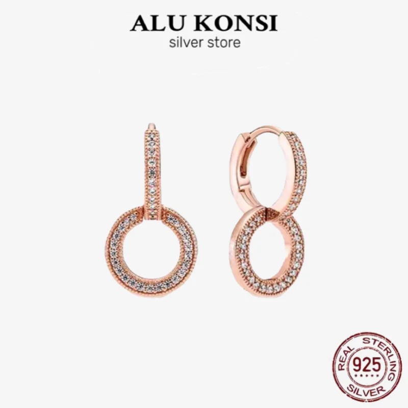 925 Sterling Silver Crystal Pan Earrings for Women Wedding Jewelry