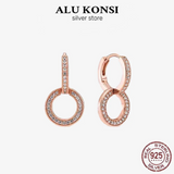 925 Sterling Silver Crystal Pan Earrings for Women Wedding Jewelry
