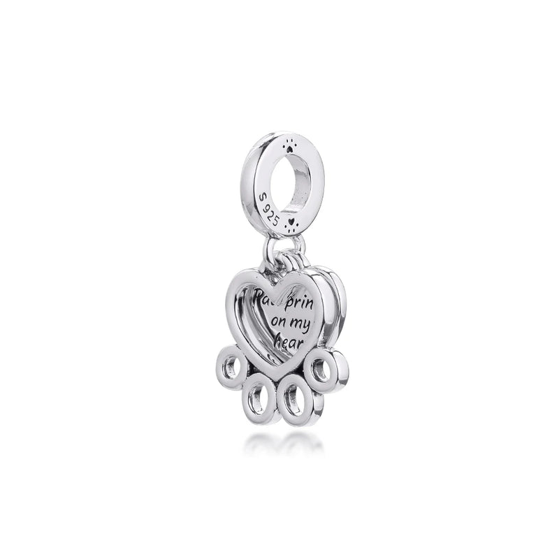 Pet Cat Dangle Charm for Snake Chain Bracelets 925 Silver