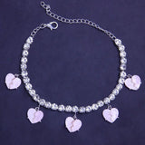 Split Love Heart Lady Anklet Sexy Beach Bikini Rhinestone Foot Jewelry