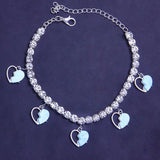 Split Love Heart Lady Anklet Sexy Beach Bikini Rhinestone Foot Jewelry