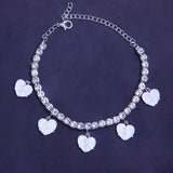 Split Love Heart Lady Anklet Sexy Beach Bikini Rhinestone Foot Jewelry