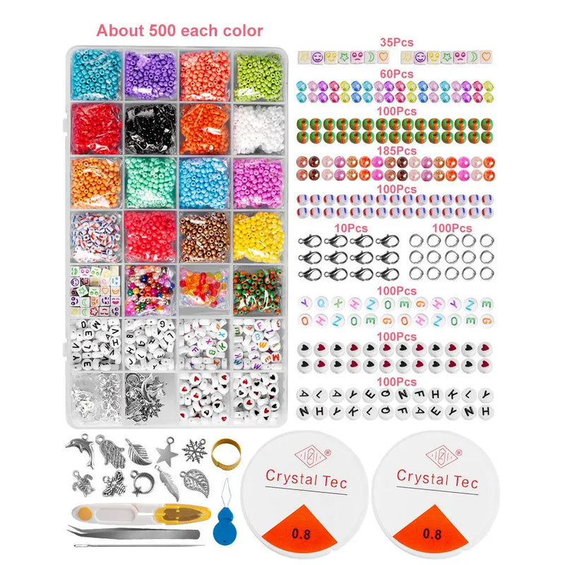 28 Grid Glass Rice Letter Beads DIY Kit