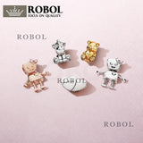 925 Silver Charm Rose & Silver Robot Beads